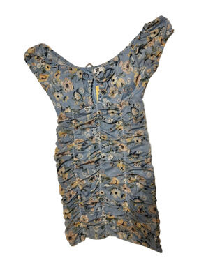 NYC Blue Floral Ruched V-Neck Women's Tunic